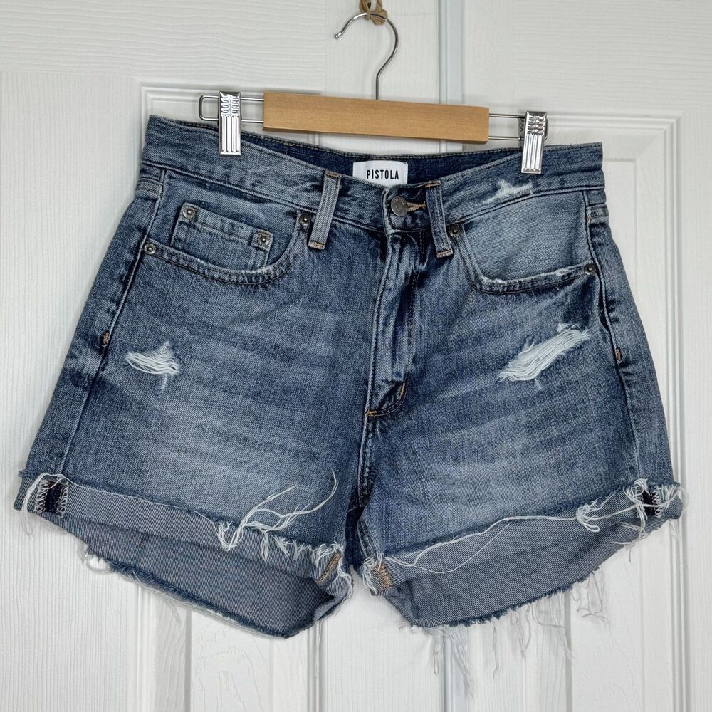 PISTOLA  Women's Jamie Short Size 27 Cuffed Hem Distressed Cotton Blend